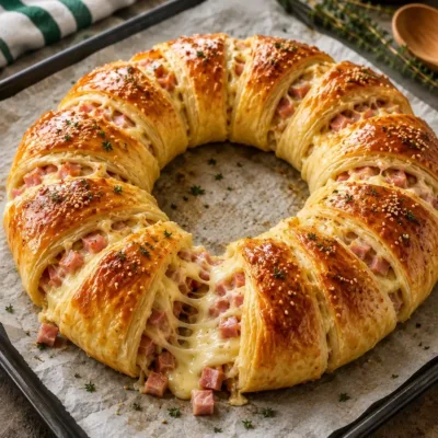 Couronne feuilletée au jambon et fromage gourmande