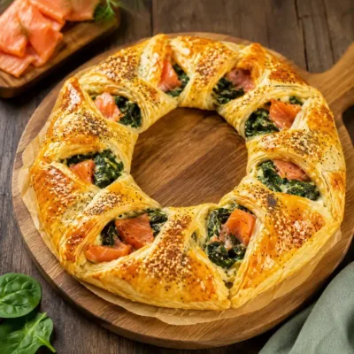 Couronne Feuilletée au Saumon et Épinards