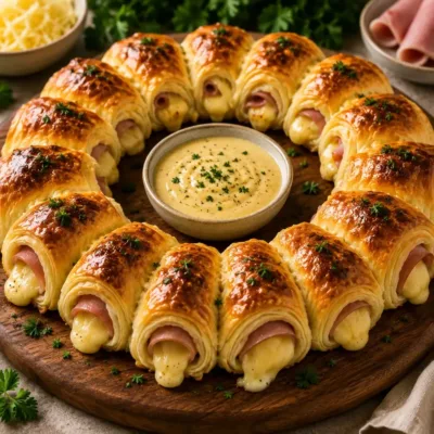 Croissants Feuilletés au Jambon et Fromage