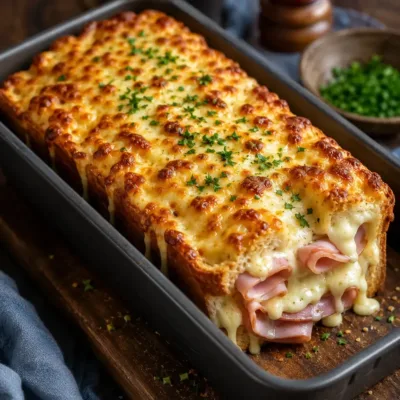 Croque-Cake au Jambon et Fromage Gratiné