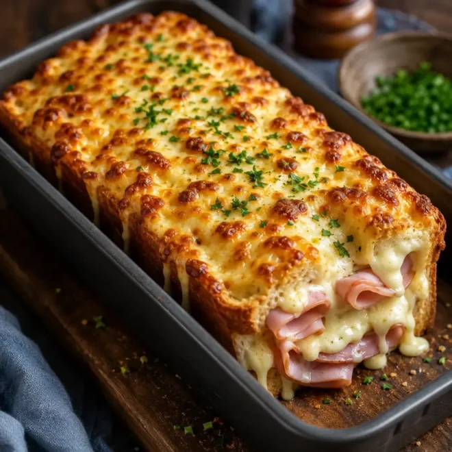 Croque-Cake au Jambon et Fromage Gratiné