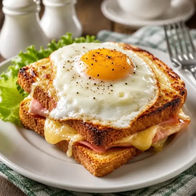 Croque-Madame Traditionnel : Le Sandwich Français Gourmand au Jambon, Fromage et Œuf