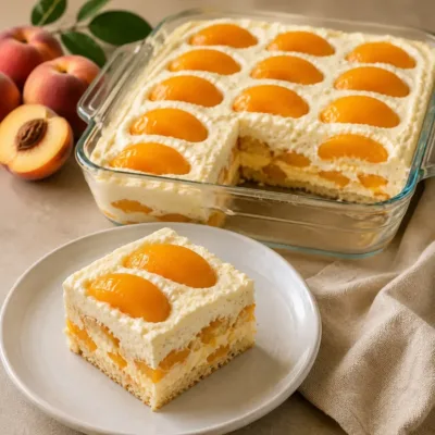 Délice Crémeux aux Pêches : Dessert Frais et Fondant