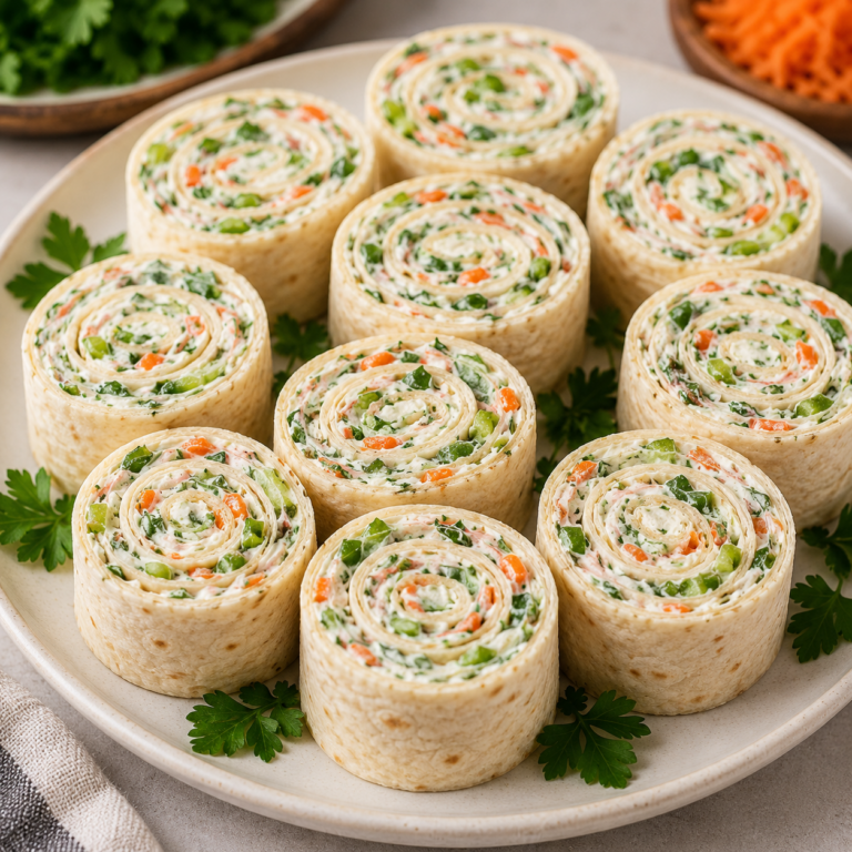 Pinwheels de Tortillas au Fromage Frais et Légumes Croquants : L’Apéritif Frais et Facile