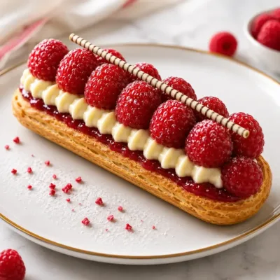 Éclair à la Framboise : Pâtisserie Élégante