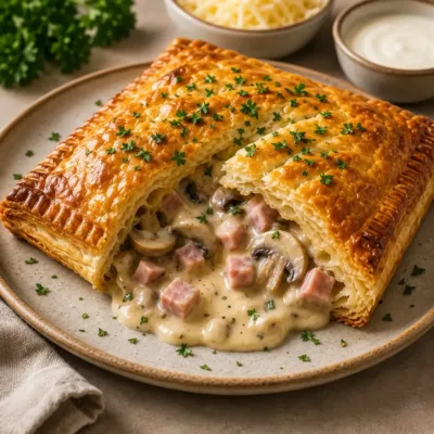 Feuilleté Jambon, Champignons et Fromage Savoureux