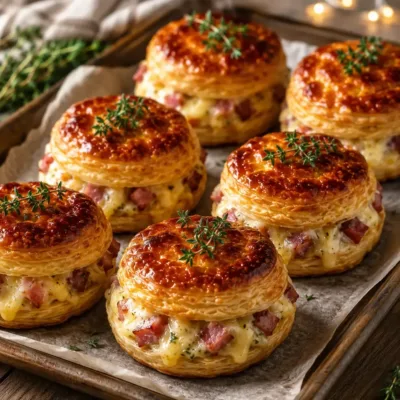 Feuilletés au jambon et fromage : croustillants et fondants