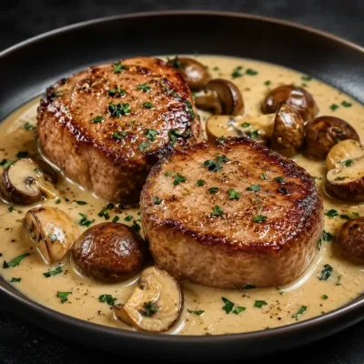 Filet Mignon de Porc à la Crème et aux Champignons