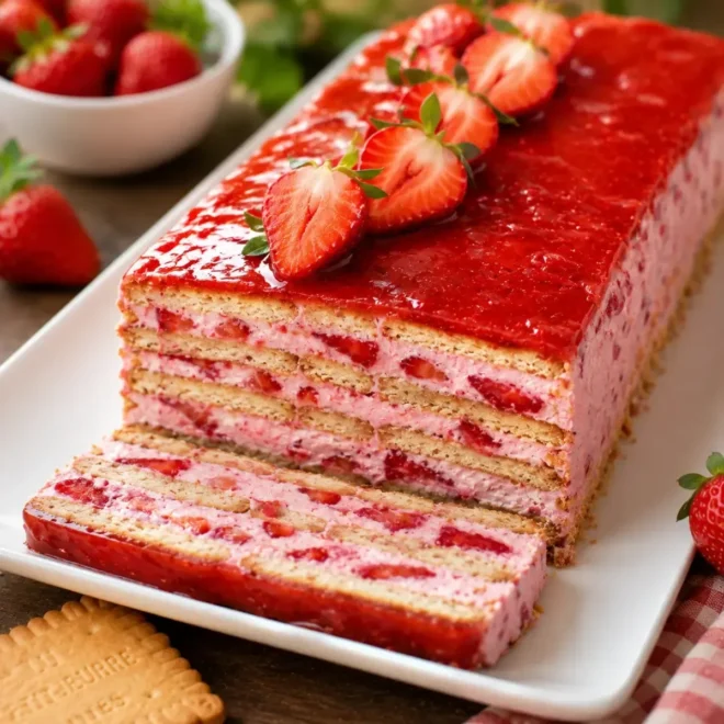 Gâteau au Petit Beurre et aux Fraises : Le Dessert Frais et Gourmand de l’Été