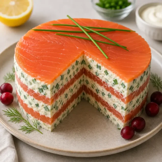 Gâteau de Saumon Fumé et Fromage Frais : Une Entrée Froide Élégante et Raffinée