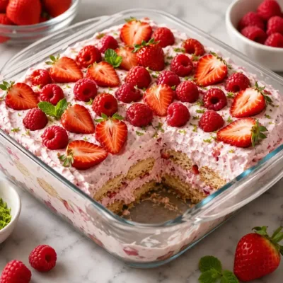 Gâteau Fraises et Framboises Sans Cuisson