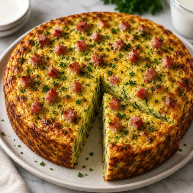 Gâteau Invisible aux Courgettes, Jambon et Fromage : Une Recette Moelleuse et Pleine de Saveurs
