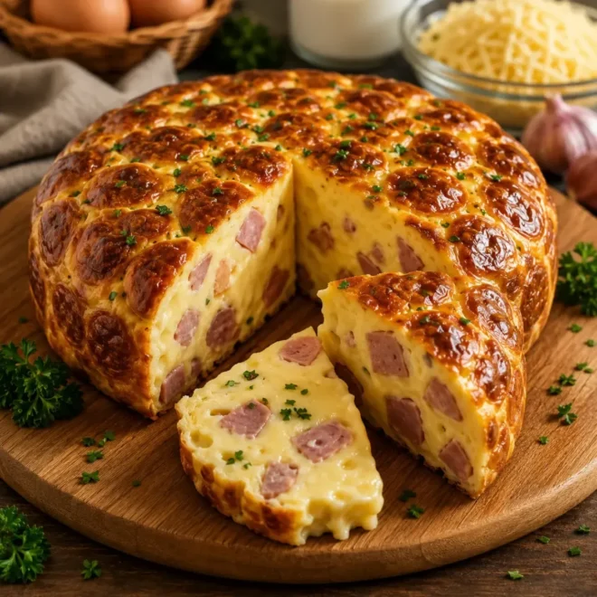 Gâteau Salé Moelleux aux Saucisses et Fromage