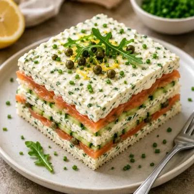Gâteau Sandwich au Saumon Fumé et Fromage Frais
