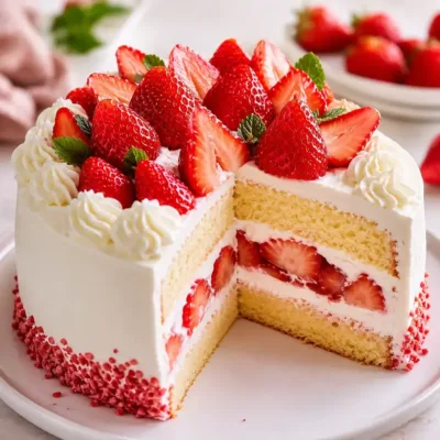 Gâteau Vanille Fraise Moelleux et Frais