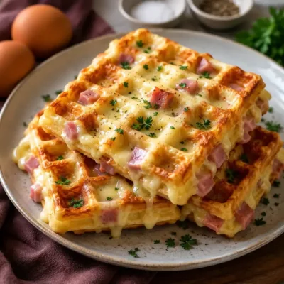 Gaufres Salées au Jambon et Fromage