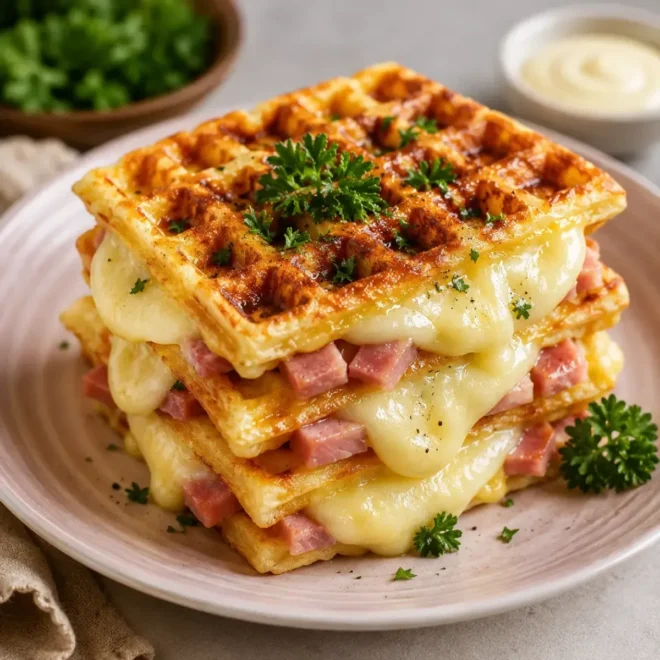 Gaufres Salées au Jambon et Fromage Fondant