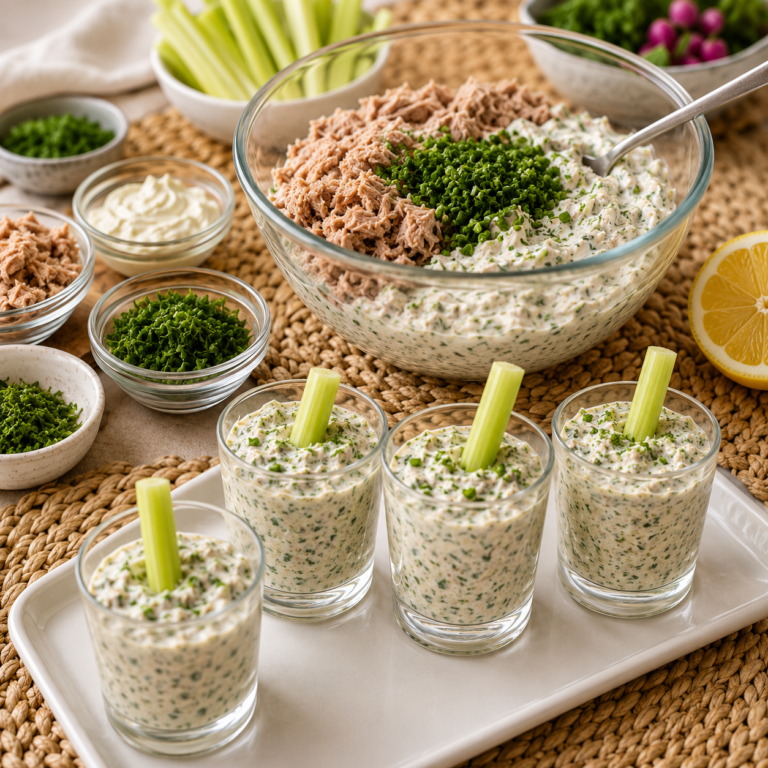 Verrines de Rillettes de Thon aux Herbes Fraîches et Céleri Croquant