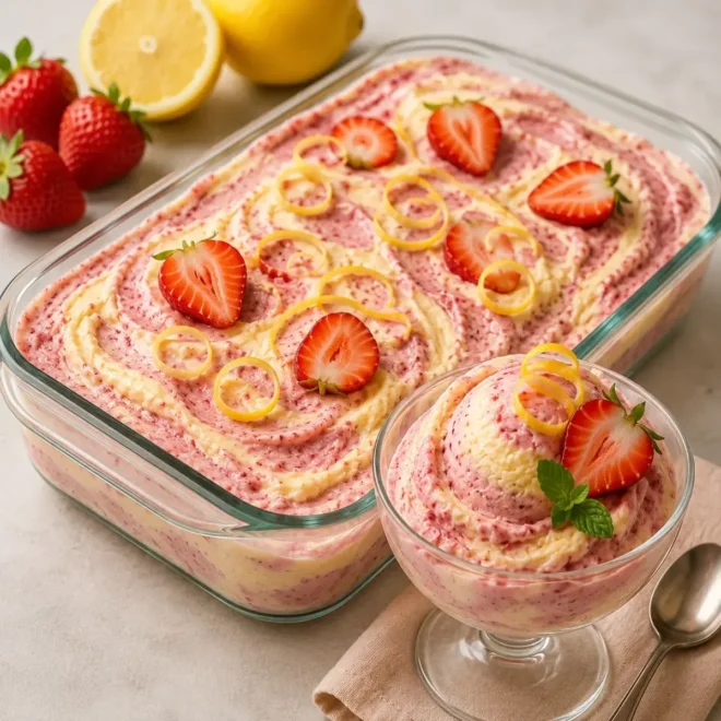 Glace Marbrée Fraise et Citron Maison