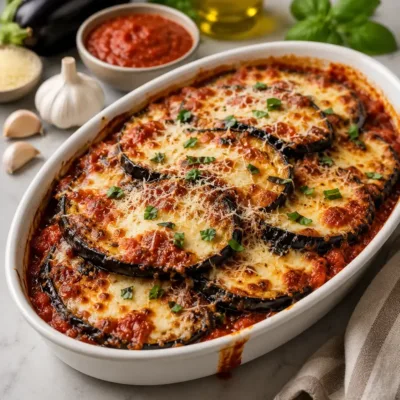 Gratin d’Aubergines à la Mozzarella et Parmesan