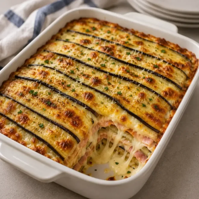 Gratin d’Aubergines au Jambon et Fromage : Un Plat Fondant et Réconfortant