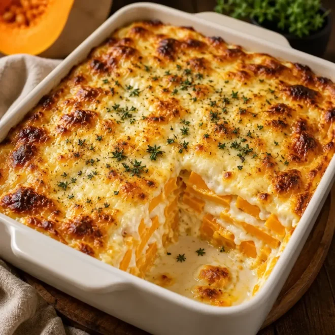 Gratin de Butternut à la Béchamel et au Fromage : Fondant, Crémeux et Réconfortant