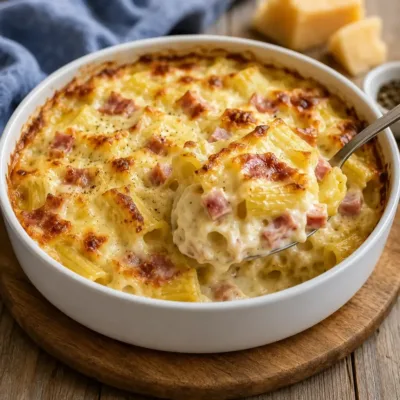 Gratin de Pâtes au Jambon et Béchamel