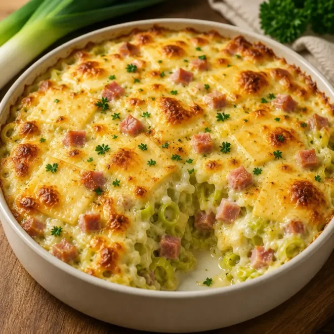 Gratin de Poireaux au Jambon et Fromage