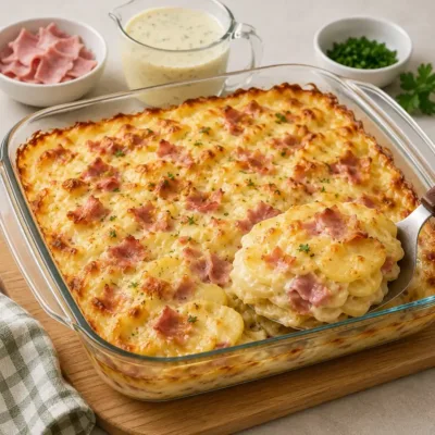 Gratin de Pommes de Terre au Jambon et Béchamel