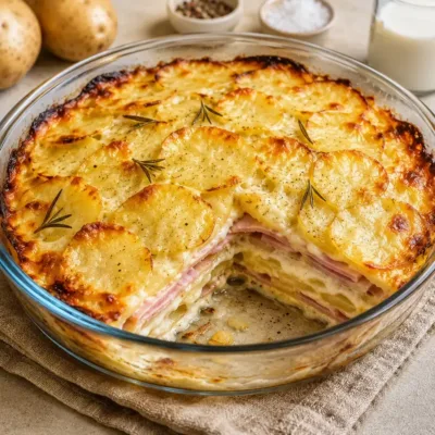Gratin de Pommes de Terre au Jambon et Béchamel
