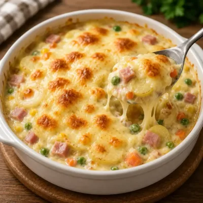 Gratin de Pommes de Terre, Jambon et Légumes