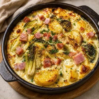 Gratin de Pommes de Terre, Sucrines et Lardons