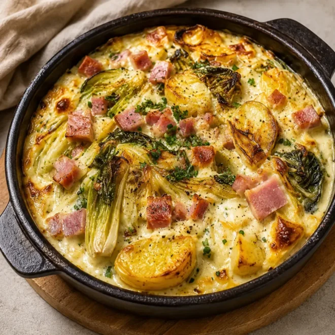 Gratin de Pommes de Terre, Sucrines et Lardons