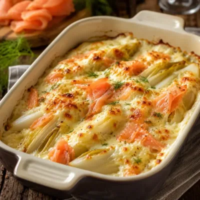 Gratin d’Endives au Saumon Fumé : Élégance et Réconfort