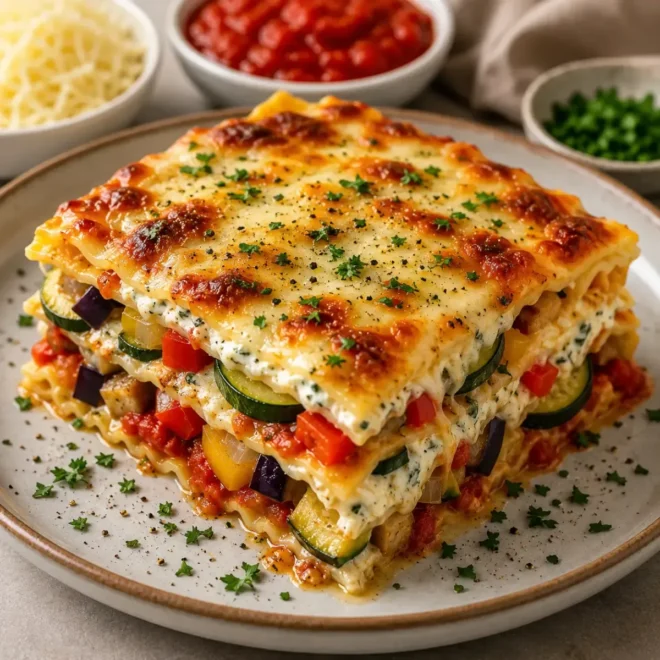 Lasagnes aux Légumes du Soleil et Sauce Crémeuse aux Herbes