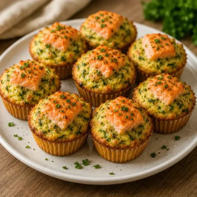 Muffins Courgette, Saumon et Fromage Savoureux