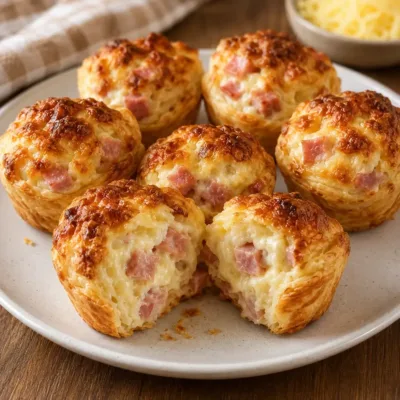 Muffins Feuilletés au Jambon et Fromage