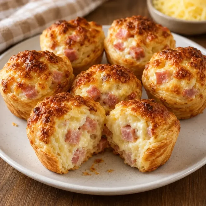 Muffins Feuilletés au Jambon et Fromage