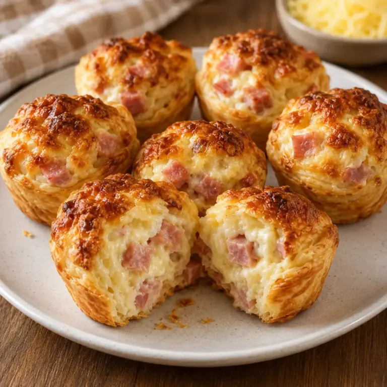 Muffins Feuilletés au Jambon et Fromage