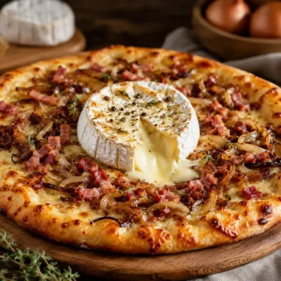 Pizza Camembert Fondante aux Lardons et Oignons