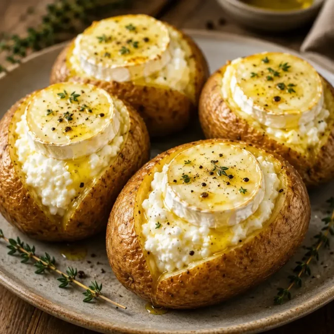 Pommes de Terre Farcies au Chèvre Frais et Fromage Fondant