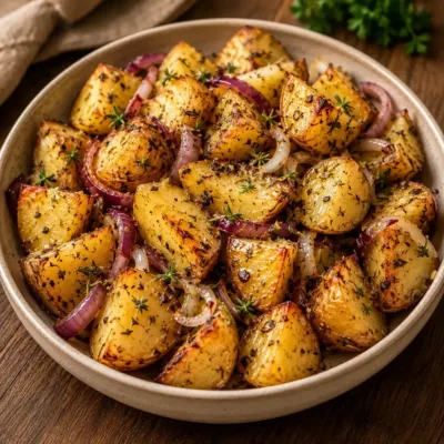 Pommes de Terre Rôties aux Oignons et Herbes