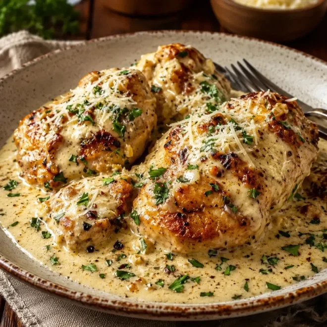 Poulet Crémeux à l’Ail et Parmesan : Un Plat Réconfortant et Gourmand