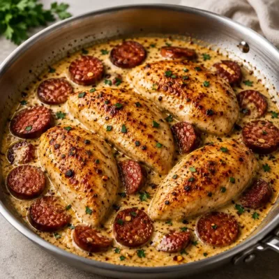 Poulet Crémeux au Chorizo : Recette Savoureuse