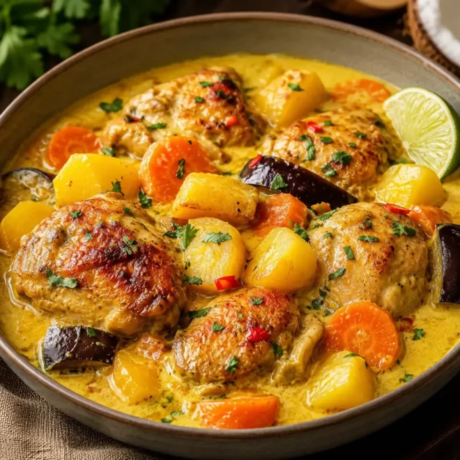 Poulet Mijoté au Lait de Coco : Un Voyage Gourmand aux Saveurs Exotiques