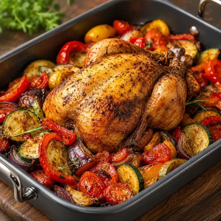 Poulet rôti aux légumes d’été : la recette familiale facile et savoureuse au four