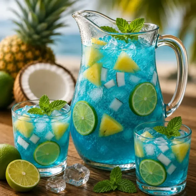 Punch Bleu Tropical à l’Ananas, Coco et Citron Vert : La Boisson Star de l’Été