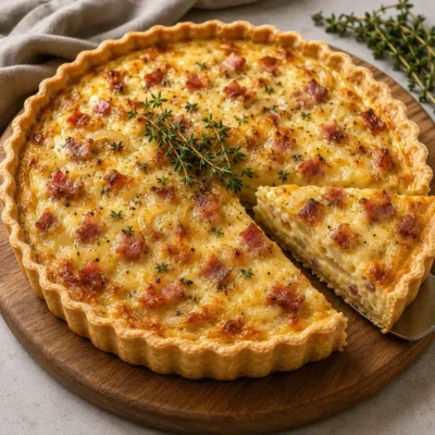 Quiche aux Oignons Caramélisés et Lardons