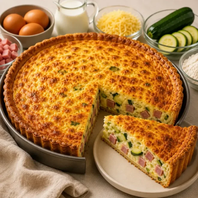 Quiche Courgettes, Jambon et Fromage : Facile, Moelleuse et Gourmande