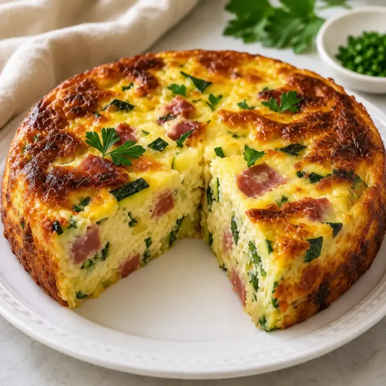 Quiche Sans Pâte aux Courgettes, Jambon et Fromage